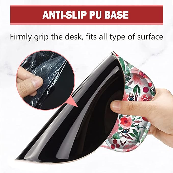 Mouse Pad with Wrist Support, TuLuLu Ergonomic Gel Wrist Rest Pad with Non-Slip PU Base，Comfortable Computer Mouse Pad for Laptop Gaming Office Home Easy Typing & Pain Fatigue Relief, Red Flowers