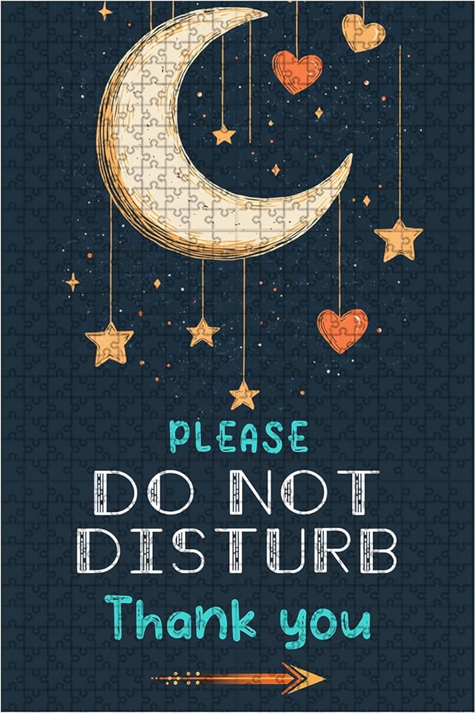 500 Piece Wooden Do Not Disturb Door Puzzle Adults & Kids Challenging Game to Relieve Stress, Improve Focus & Enjoy 20.4x15 Inch