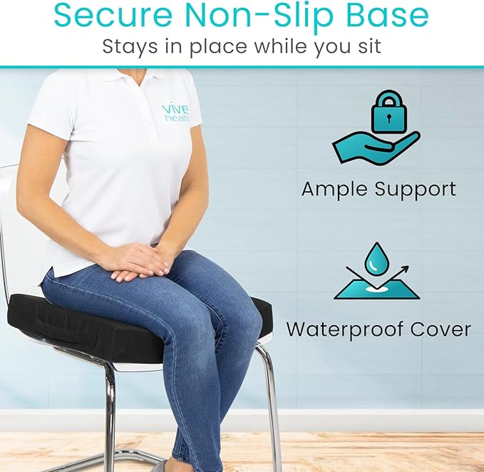 Vive Orthopedic Seat Cushion - Folding Wheelchair Cushion - for Stadium, Car, Office Chair Seat - Portable Coccyx Pad for Comfort Support Pillow for Sciatica, Lower Back, Tailbone Pain Relief