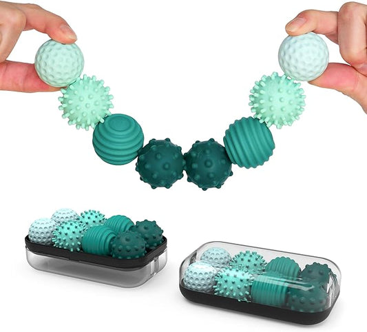 ONO Signets – Silicone Magnetic Balls with Textured Dimples, Bumps, and Waves | Fun to Play with Fidget Toy for Adults | Help Relieve Stress, Anxiety, Tension (Turquoise, Set of 8)