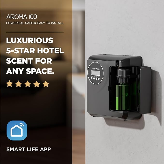 Waterless Diffuser for Essential Oil 2000sq.ft Coverage, APP Control, Hotel Scent Diffuser for Home, Nebulizer Nano Air Freshener Smart Aromatherapy Cold Air Diffusers for Large Room, Office - Black