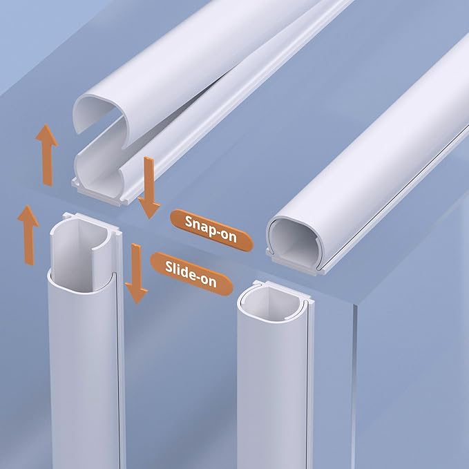 ZhiYo 142in Cord Covers for Wires on Wall, One Cord Hider, Self-Adhesive Wire Covers for Cords on Wall, Paintable TV Cable Hider, White Cable Management Raceway Channel, 10x L14in, W0.5in H0.4in