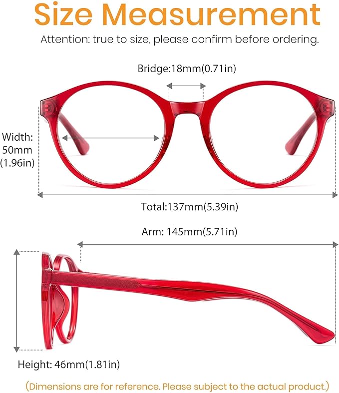 Cyxus TR90 Oversized Blue Light Blocking Glasses Women - Spring Hinge Round Frame Computer Use Anti Eye Strain 8018