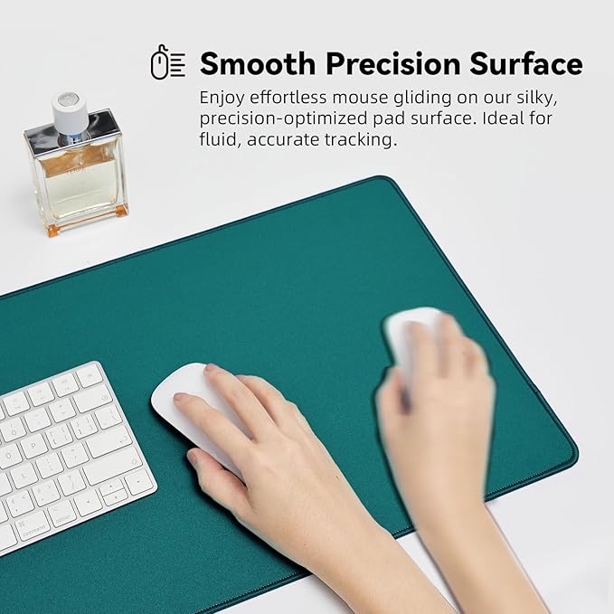 Waterproof Large Gaming Mouse Pad with Durable Stitched Edges, Non-Slip Rubber Base, Grainy Jacquard Mouse Mat Desk Pad for Home Office Gaming, 15.74"x35.43"x0.12", Green