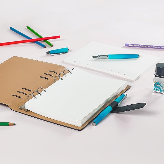 A5 Loose Leaf Refill Paper, 135 Sheets Plain White Planner Refills, 6-Ring Binder Compatible, 100GSM Insert Papers for Notebooks, School, Office, College Notes, Journaling & Printing