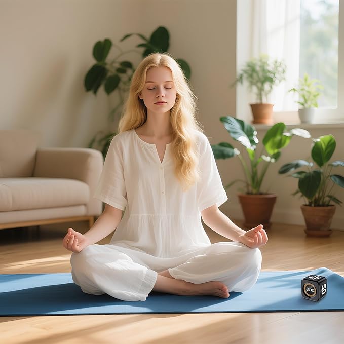 EooCoo Pomodoro Timer Cube, Visual Focus Timer with Gravity, Countdown 5/10/25/50 Min, Adjustable Silent, Rechargeable Productivity Tool for Office, Kitchen, Gym, Yoga, Meditation, Classroom
