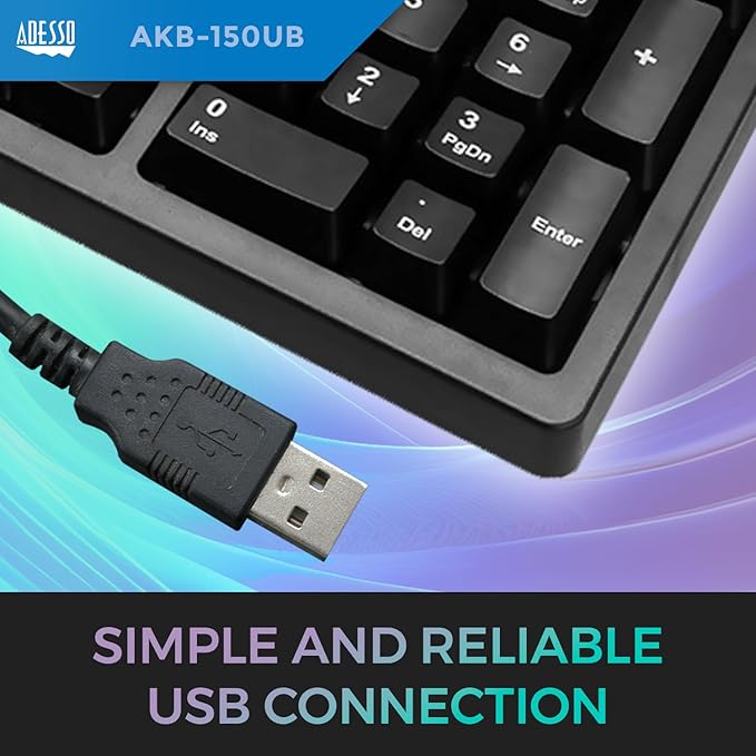 Adesso Ergonomic USB Keyboard with Integrated Palm Rest - Split Key Design, Multimedia & Internet Hotkeys, 105-Key US Layout AKB-150UB