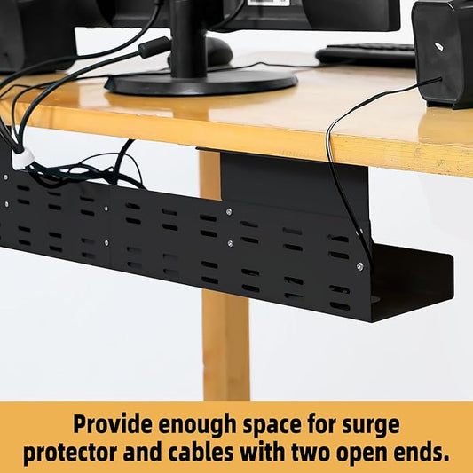 Under Desk Cable Management Tray, Power Strip Holder, Cord Organizer, Wire Tamer for Office and Home, Black (27 inch)