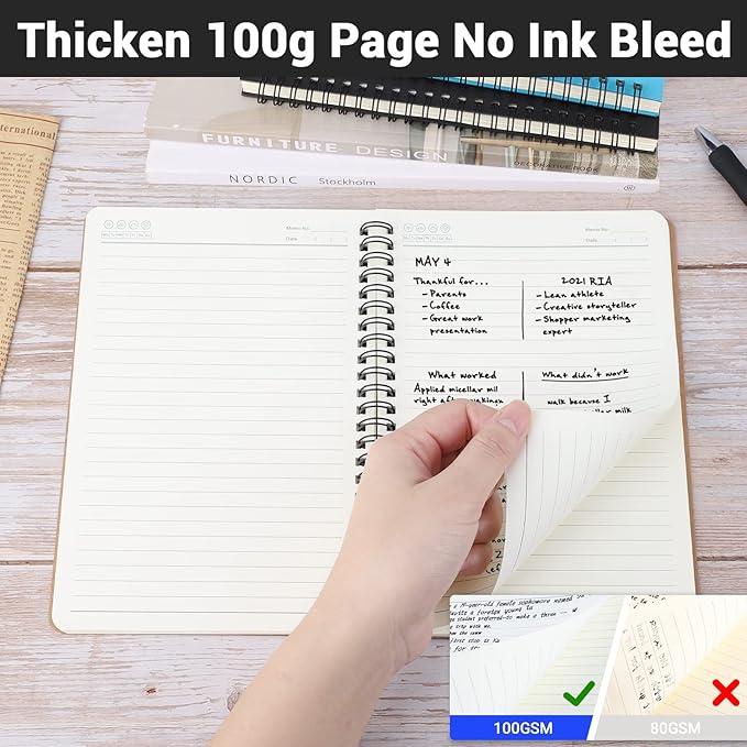 EUSOAR Spiral Ruled Notebook, A5 12packs 5.5"X8.3" 120 Pages Lined Travel Writing Notebooks Journal, Memo Notepad Sketchbook, Students Office Business Diary Ruled Spiral Journal-3 Colors Covers