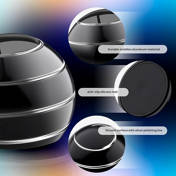 Fidget Spinner Desktop Toys - Kinetic Spinning Ball for Anxiety & ADHD Relief, Optical Illusion Fidget Toys for Adults, Kids, Parents & Friends, Metal Fidgets for Office & Home (1.54in Black)