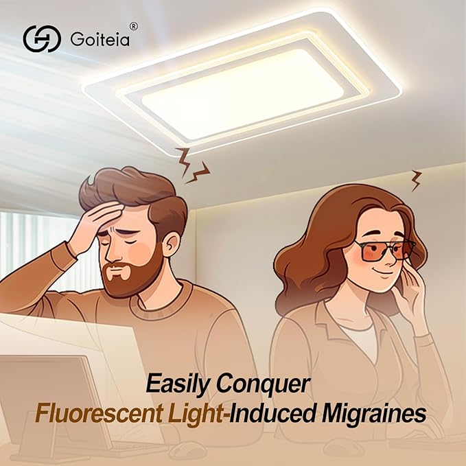 Goiteia FL-Rose Migraine Glasses,Blocks 480–520 nm Light, Light Sensitivity Glasses for Fluorescent LED Glare,Photophobia