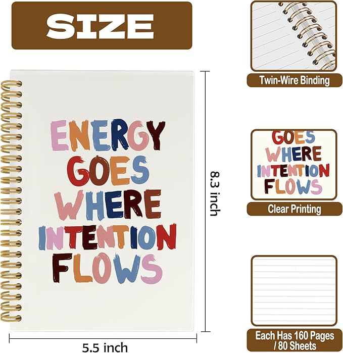 Inspirational Notebook, Trendy Colorful Aesthetic Positive Positivity Office School Supplies Journal Notebooks, Inspirational Gifts for Women, Motivational Hardcover Spiral Notebook 5.5x8.3 Inch