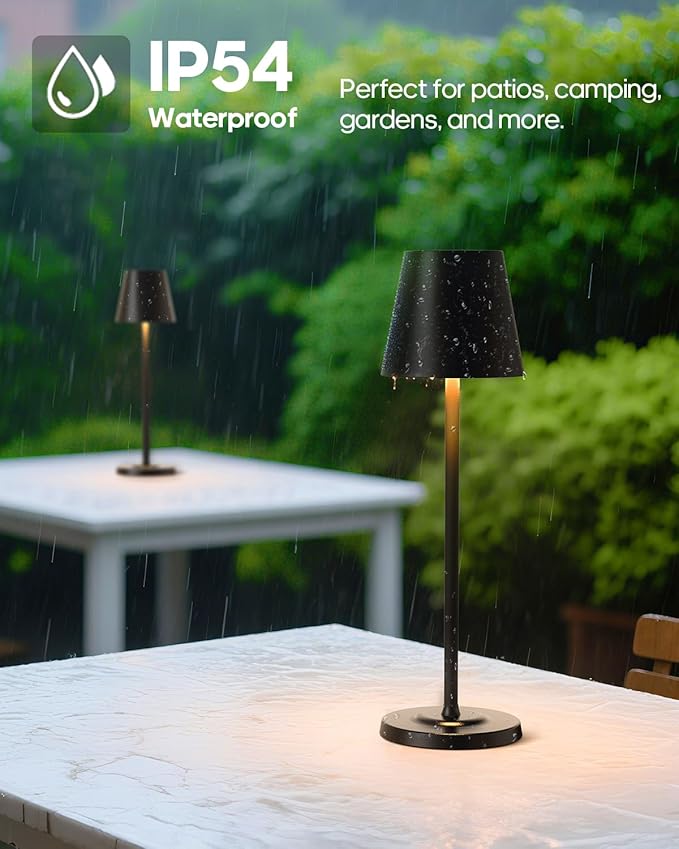 LED Cordless Table Lamp Rechargeable, 3-Height Adjustable, 5500mAh Battery Operated Lamp, 3-Color Dimming Touch Lamp, Portable Lamp for Dining, Bedroom,Camping, Outdoor, Indoor(Black 1 Pc)