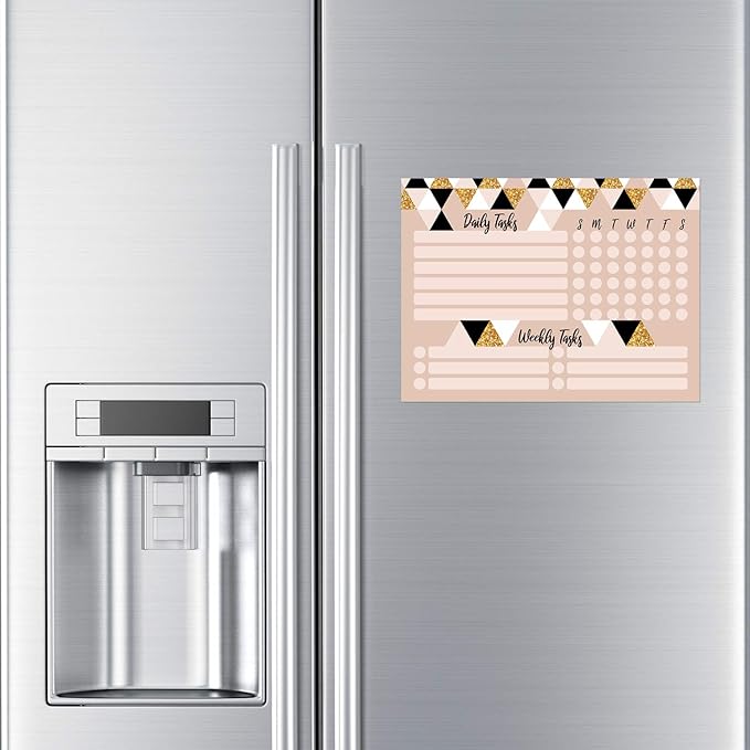 Dry Erase Whiteboard Task Planner | Removable and Restickable Adhesive Decal | Fine-Tip Magnetic Marker Included (9 x 12 inches, Triangles)