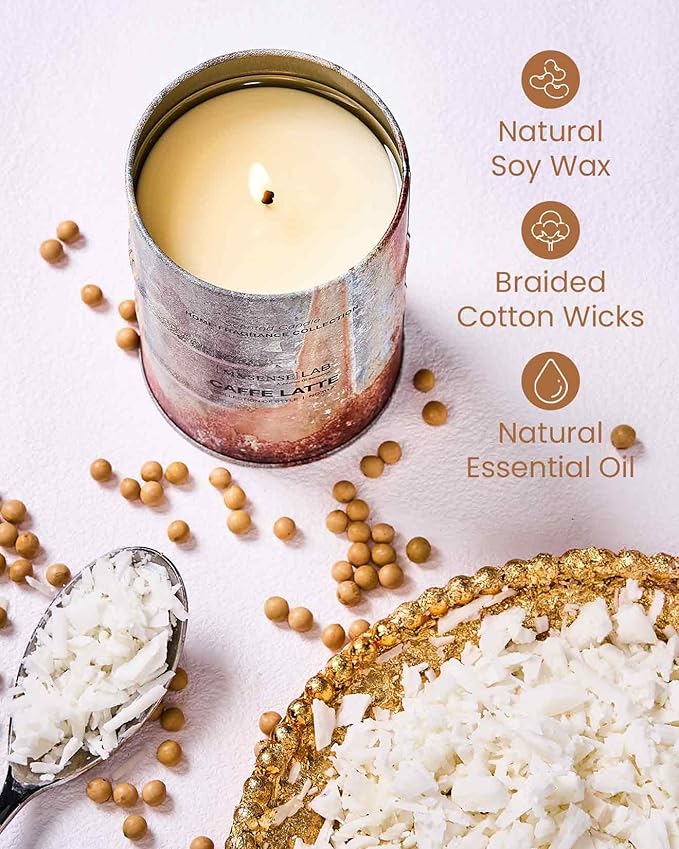 M&SENSE Caffe Latte Scented Candles Natural Non Toxic, Aromatherapy Candle for Stress Relief Meditation Relaxing, Housewarming Gifts for Women Men, 11.3oz 70 Hour Long Burning
