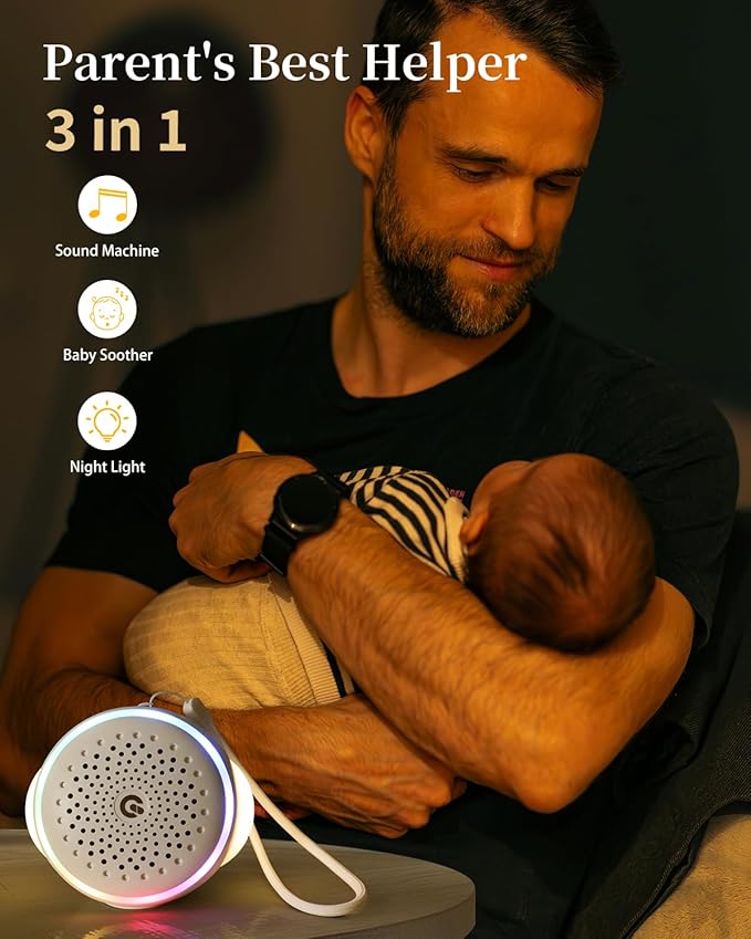 White Noise Sound Machine with 27 Soothing Sounds,Sleep Sound Timer and Memory Function - Portable Sound Machine for Baby and Adult at Home,Office,Travel and More