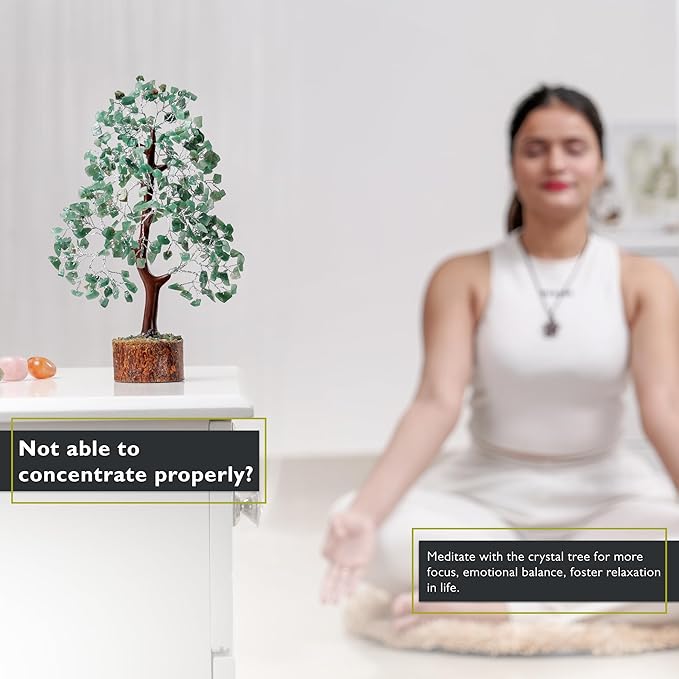 FASHIONZAADI Green Aventurine Crystal Tree, Crystals and Stones, Gem Tree, Healing Gemstones and Crystals Home Decor, Meditation Decor, Spiritual Gifts for Women, Good Luck Gift