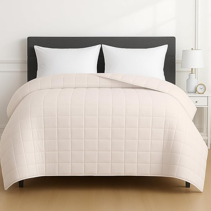 HomeSmart King Size Weighted Blanket 20lbs, Oversized Heavy Blanket for Adults, 104x92, Light Khaki