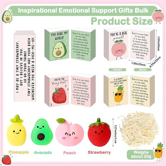 Wettarn 24 Sets Appreciation Fruit Gifts Cute Stress Balls with Support Gift Boxes Inspirational Party Favors for Employee Coworker Friends Office Positive Relief Toys