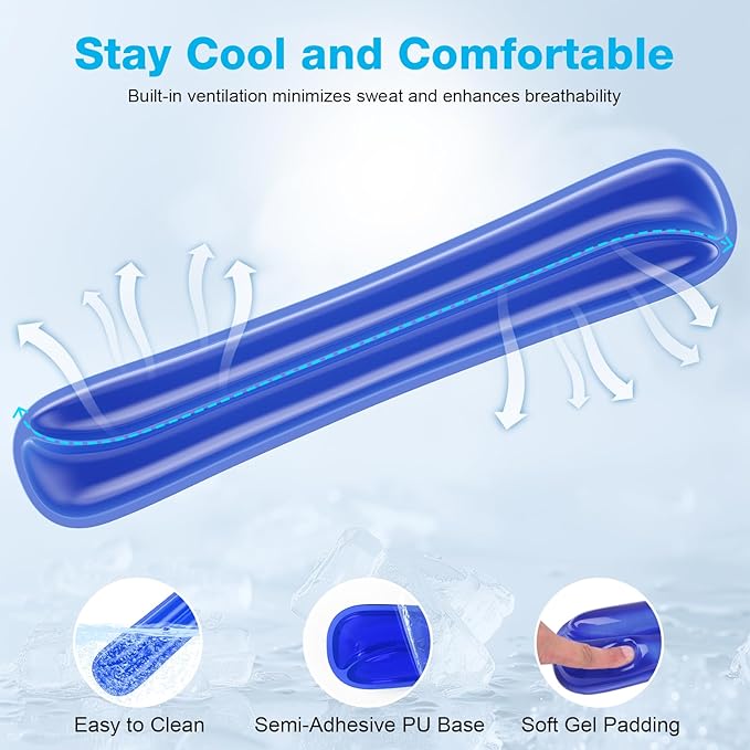 Gel Mouse pad & Keyboard Wrist Rest Set, Ergonomic Keyboard and Mousepad with Wrist Support, Keyboards Wrist Rest, Computer Keyboards Pad, Cooling Gel Blue