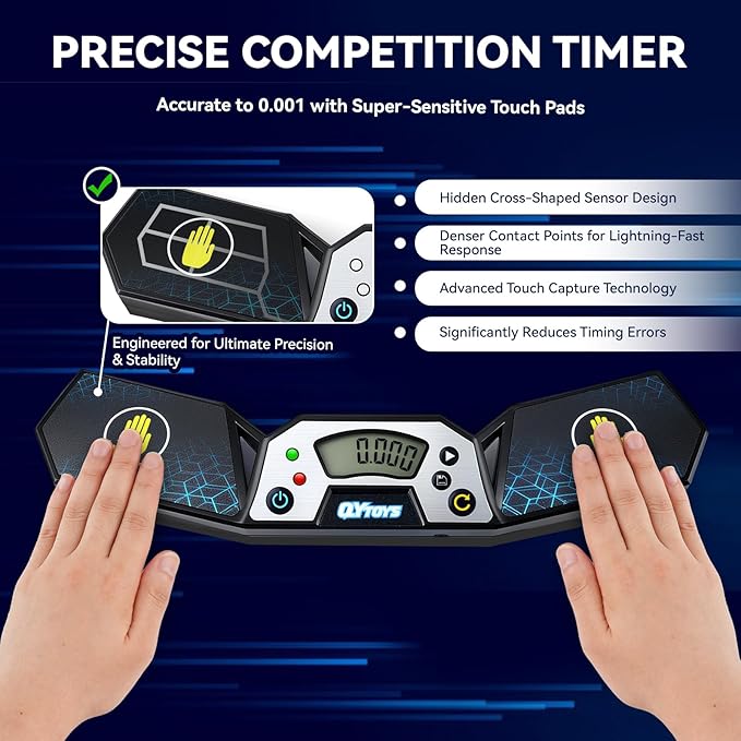 Speed Cube Timer, Cube Race Stack Competition Accuracy to 0.001 Seconds, Speed Stacks Timer with Display, Great Gift for Boys and Girls