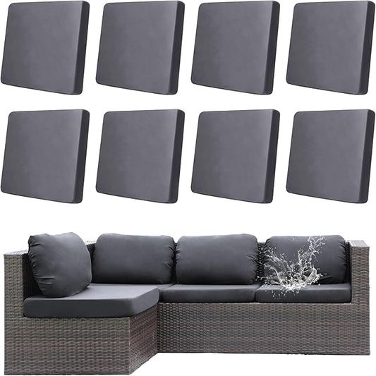 8Pcs Outdoor Cushions Covers Waterproof, Patio Cushion Covers, Stretch Cushion Covers Replacement,Cushion Slipcovers, Furniture Cushion Covers (Grey, 8PCS)