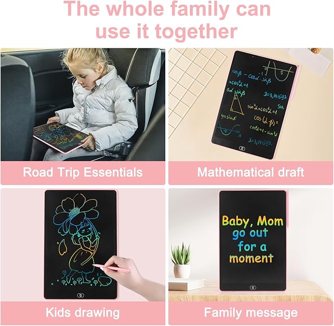 Drawing Tablet 16 Inch LCD Writing Tablet for Kids Adults, Girl Toys Doodle Board Sensory Toys for Ages 3-8 Road Trip Activities Valentines Day Gifts for Kids Women（Pink）