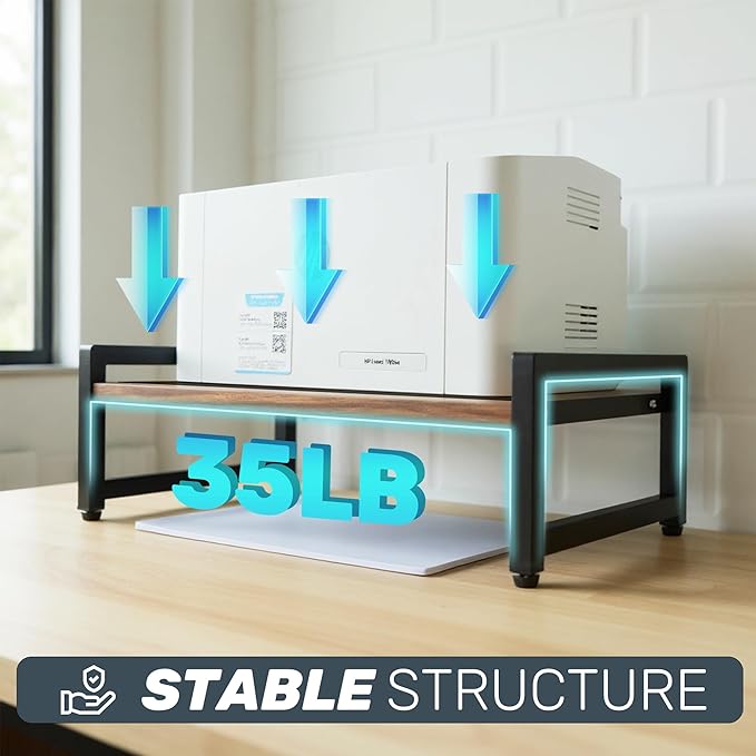 Monitor Riser,Monitor Stand for Desk -Metal Computer Riser with Solid Wood Decorative Strips.Desk Storage for Office, Home (no Storage)