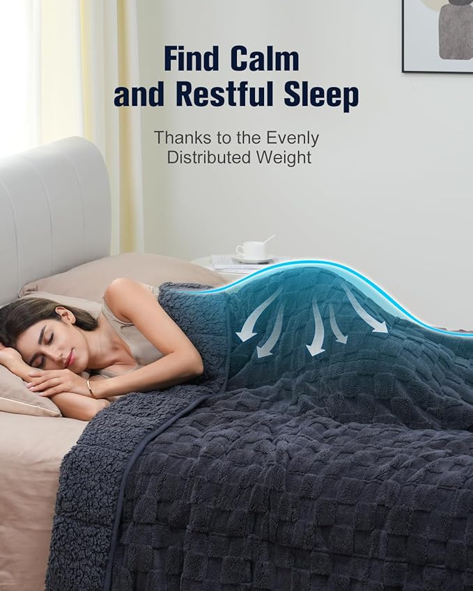 Kivik Dual Sided Weighted Blankets for Adults, Buttery Soft Stylish Checkered Heavy Blankets for Couch Sofa Bed - Ultra-Fluffy Fabric Brings Cloud-Like Comfort (48"x72", Black, 15 Pounds)