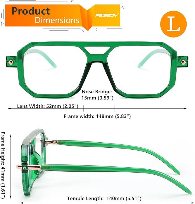 FEISEDY Vintage Square Blue Light Blocking Glasses Women Men 70s Flat Aviator Glasses Computer Anti Glare B0062