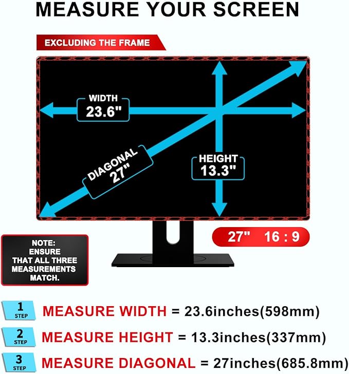 GUMIKE 27 inch Computer Privacy Screen Filter for 16:9 Aspect Ratio Widescreen Monitor - Blue Light Filter - Anti-Glare & Anti-Scratch Protector Film (27 Inch (Diagonal) - 16:9Aspect Ratio)