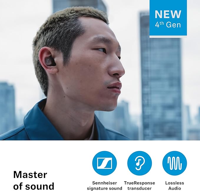 Sennheiser MOMENTUM True Wireless 4 Smart Earbuds with Bluetooth 5.4, Crystal-Clear Sound, Comfortable Design, 30-Hour Battery Life, Adaptive ANC, LE Audio and Auracast - Black Graphite