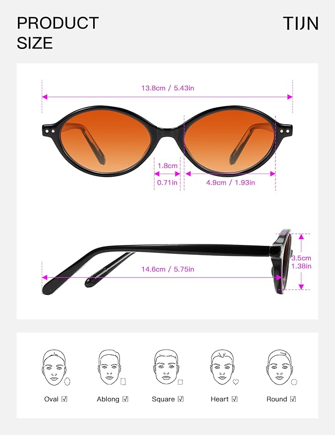 TIJN Olisa Blue Light Blocking Glasses for Women Men,Oval Glasses Frame Bluelight Glasses for Gaming/Computer/Screen