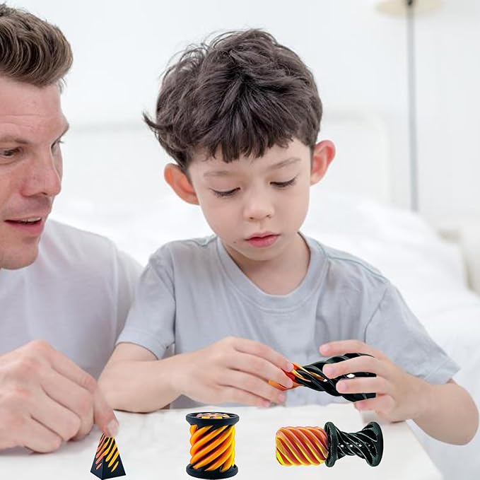 3 Pack Spiral Cone Fidget Toy, Pyramid Passthrough Sculpture, Mini Cones Pass Through Pyramid Fidget Toy for Stress and Anxiety Relaxing