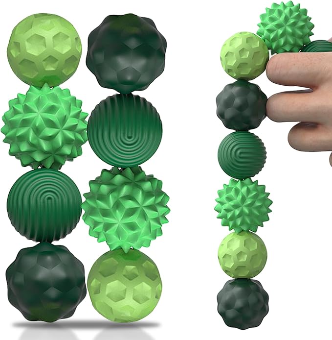 8 Pieces Fidget Toys Adults Magnetic Fidget Balls Silicone Magnetic Fidgets Anxiety Relief Items for Anxiety ADHD Portable Desk Toys for Office Travel Home Party Gift Class Prizes(Green, 8)