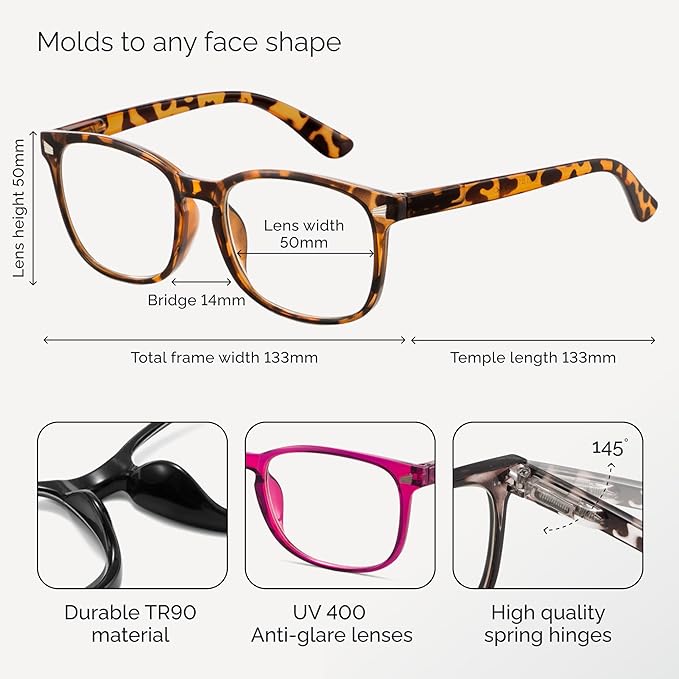 CCVOO Reading Glasses for Women/Men, Eyeglasses, Blue Light Readers for Women/Men, Computer Eye Glasses, Cheaters