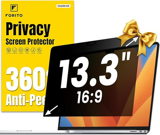 F FORITO 13.3 Inch 16:9 360°Laptop Privacy Screen Protector, Anti Peeping and Anti Glare Laptop Privacy Shield, Reduce Eye Strain & Eye Protection