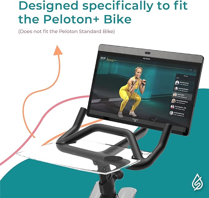 SELINA for Peloton Bike Desk Tray Table for Laptop, Tablet, Phone & More | Premium Clear Acrylic Holder Compatible with Peloton Bike Plus Peloton Accessories (Bike+)