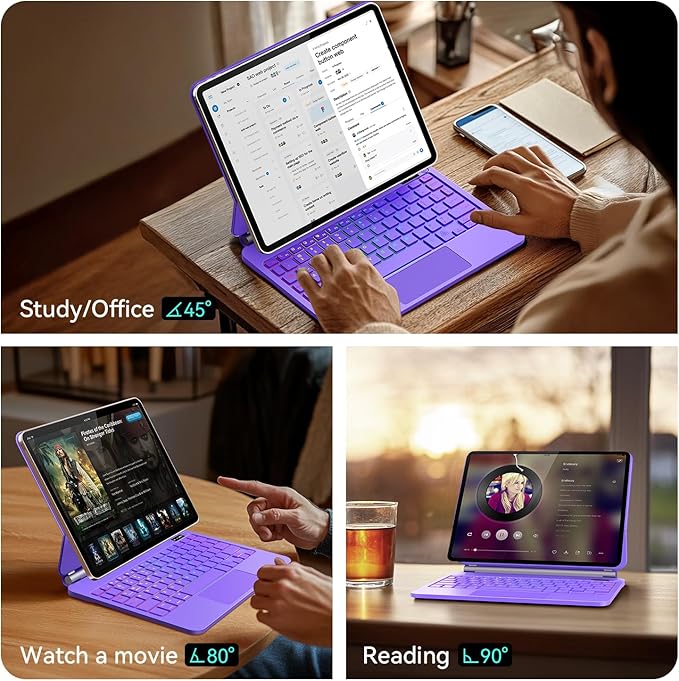 Keyboard Case for iPad Air 11-inch (M3 2025 / M2 2024) & iPad Pro 11 inch(1st/2nd/3rd/4th Generation),Magic-Style Magnetic Keyboard Case,Backlit - Multi-Touch Trackpad Keyboards