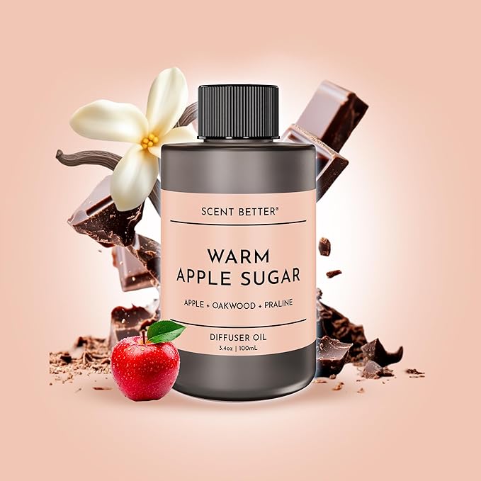 Scent Better Warm Apple Sugar Aroma Essential Oil Blend: an Aromatherapy Blend of Apple, Oakwood, and Praline for Ultrasonic Diffusers & Nebulizers (3.3 Fl Oz, 100 mL)