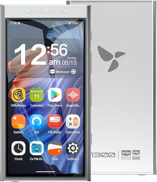 HiBy Digital M300 Music Player with Speaker Android 13 OS SD665 Soc Bluetooth WiFi and FM 1280x640 Resolution IPS Display Supports PCM768k DSD256 32G+2TB Expandable Memory Silver