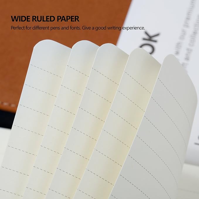 Lemome Thick Classic Notebook with Pen Loop A5 College Ruled Hardcover Writing Notebook with Pocket + Page Dividers Gifts, Banded, Large, 180 Pages, 8.4 x 5.7 in