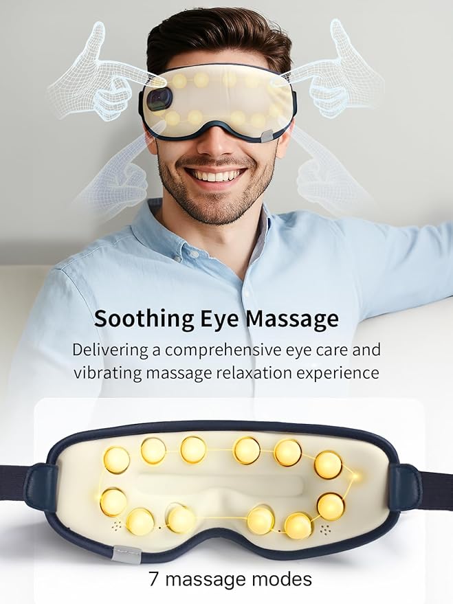 Eye Massager with Heat, Heated Eye Mask for Dry Eyes, Eye Massager for Migraine, Strain Relief, Improve Sleep, Birthday Gifts for Women Men Mom Dad