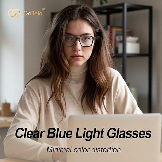 Goiteia Blue Light Glasses Men Women – Retro 70s Gaming Glasses for Anti Eyestrain, Comfortable for All-Day Wear
