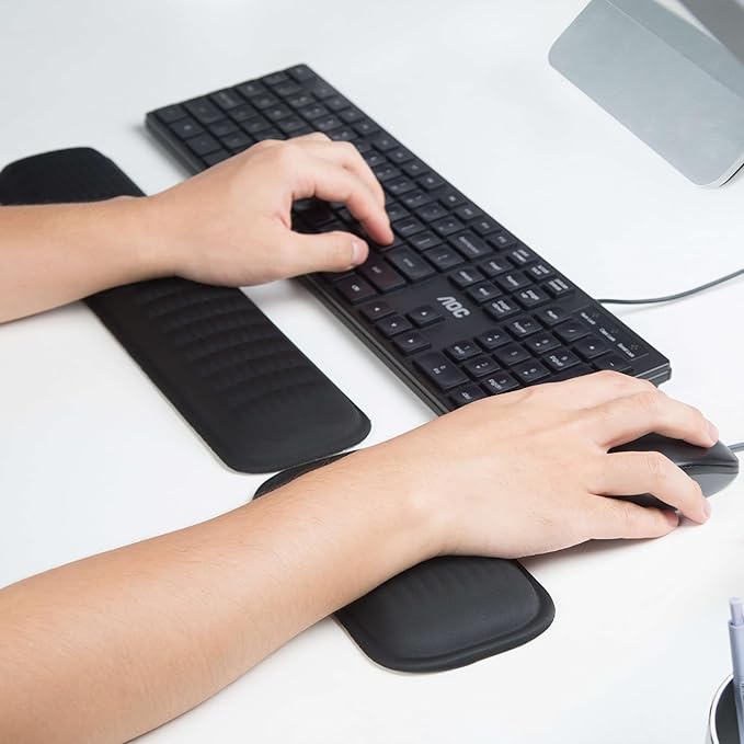 MEKASS Ergonomic Mouse Wrist Rest, Premium Memory Foam Mouse Wrist Pad Support Relieve Wrist Pain for Long Hours of Work, Gaming (Classic Black）