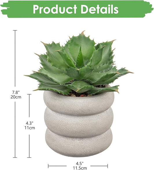 Fake Plants Succulents Artificial Agave Succulent Plants Faux Aloe Potted Plant in White Glaze Ceramic Pot for Desk Modern Office Living Room Table Shelf Bathroom Home Indoor Outdoor Decor