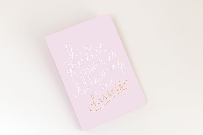 Eccolo Dayna Lee Collection Pink"Her Greatest Power" 8x6" Flexi-cover Journal/Notebook, Acid-free Lined Sheets