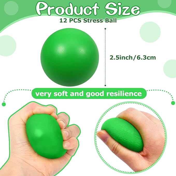 kymqlyw24 Pcs Green Foam Stress Ball Squeeze Stress Relief Balls for Kids and Adults Hand Exercise Sensory Relief Toys for Anxiety ADHD Autism （Green）