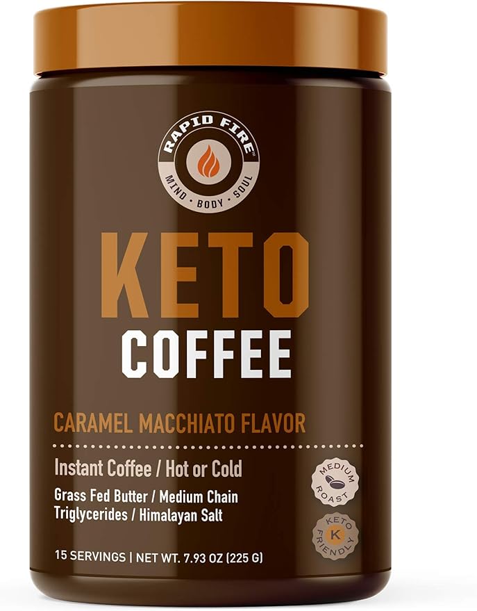Ketogenic Caramel Macchiato Keto Coffee Mix & Pods, Supports Energy & Metabolism, Weight Loss Diet, 15 Servings 7.93oz & 16 Count K Cups