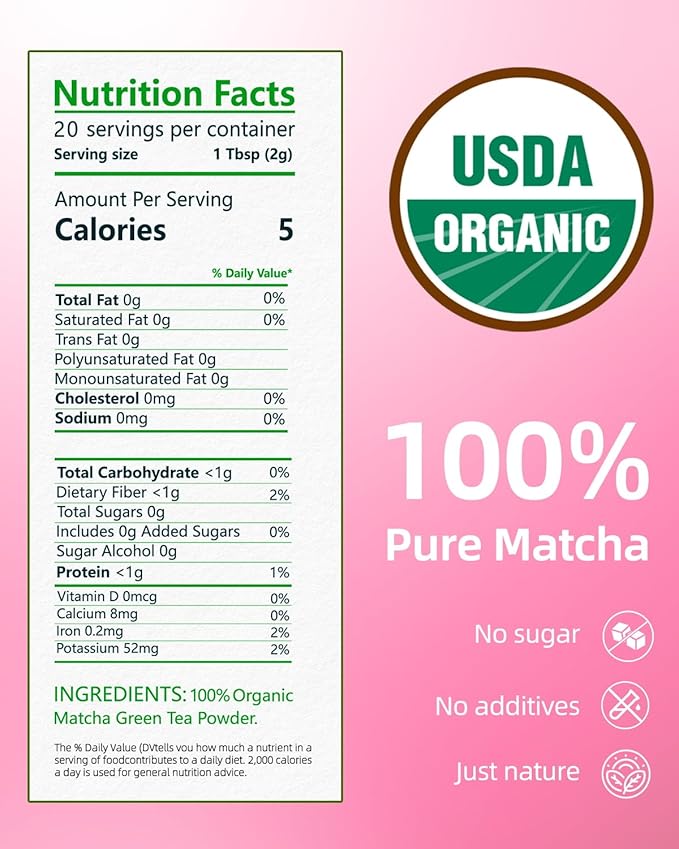 35°N MATCHA Organic Ceremonial Grade Matcha Powder, USDA Certified, 100% Pure Green Tea, No Additives, First Harvest, High in Antioxidants, L-Theanine & EGCG, Smooth Taste for Lattes & Baking, 1.4oz (40g)